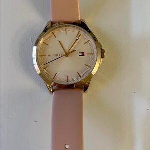 Tommy Hilfiger Gold-Tone Case with Blush Pink Leather Strap Watch